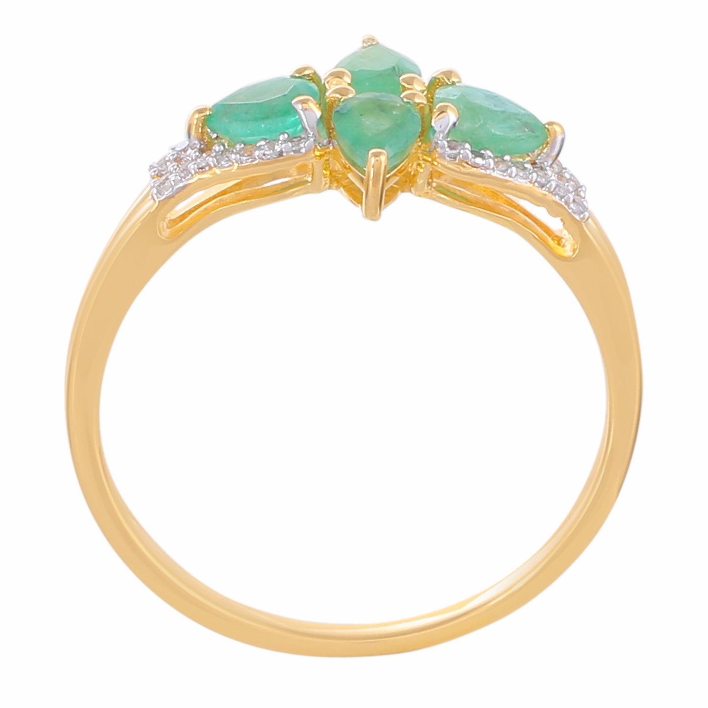Arannyal Bevont Ezüst Gyűrű Brazil Smaragddal és Természetes Cirkónnal