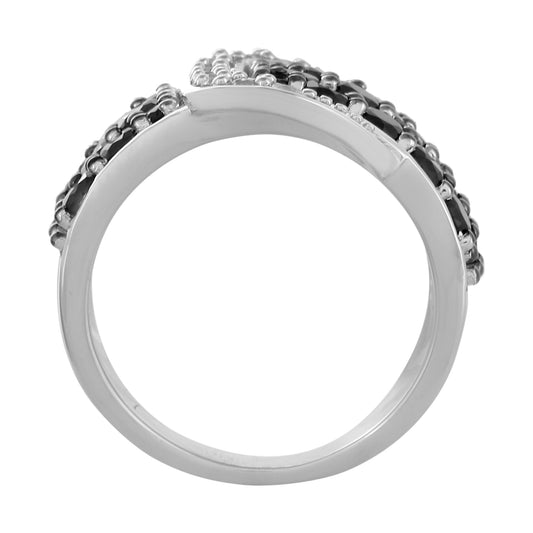 Ezüst Gyűrű Fekete Spinellel és Fehér Cirkónnal