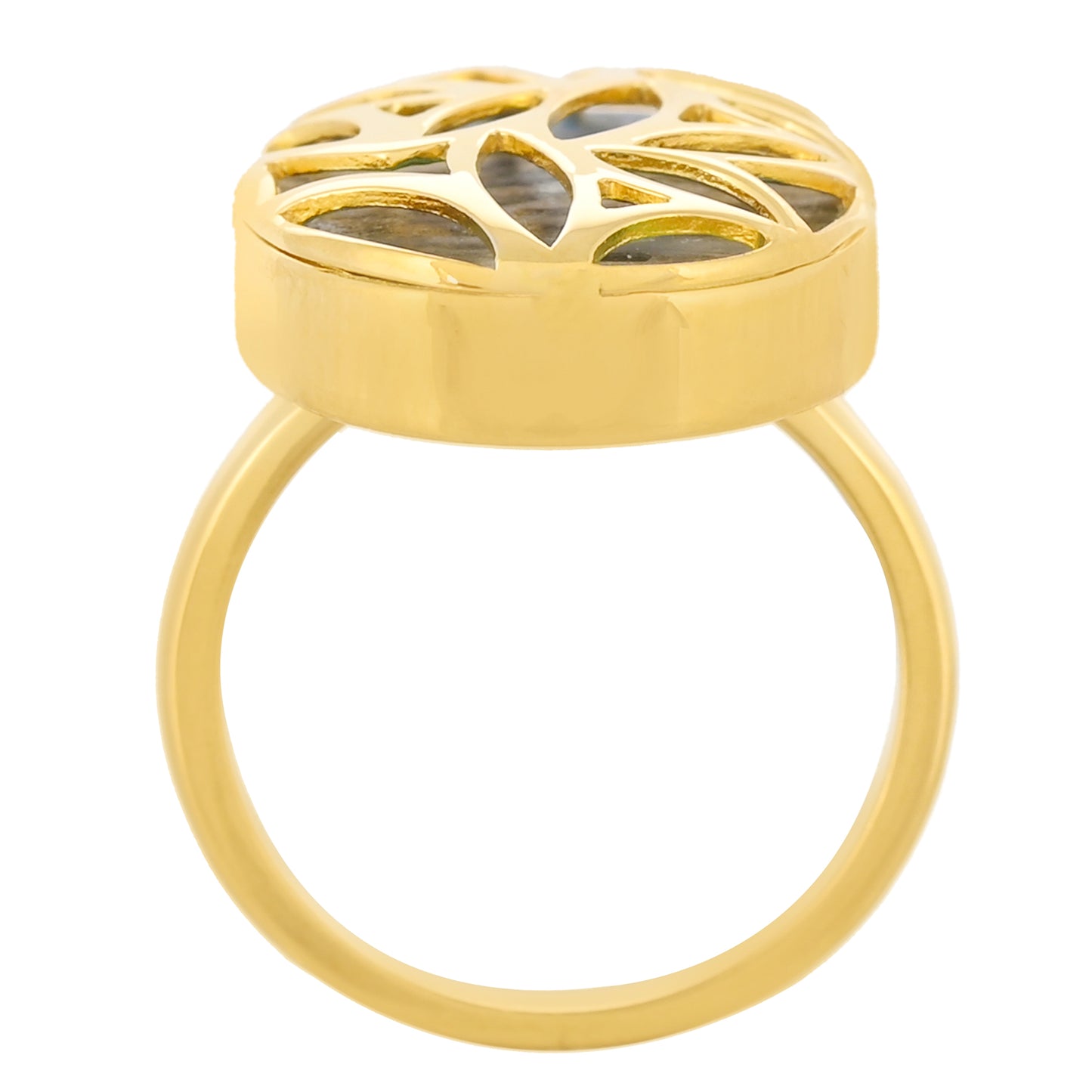 Arannyal Bevont Ezüst Gyűrű Abalone Kagylóval