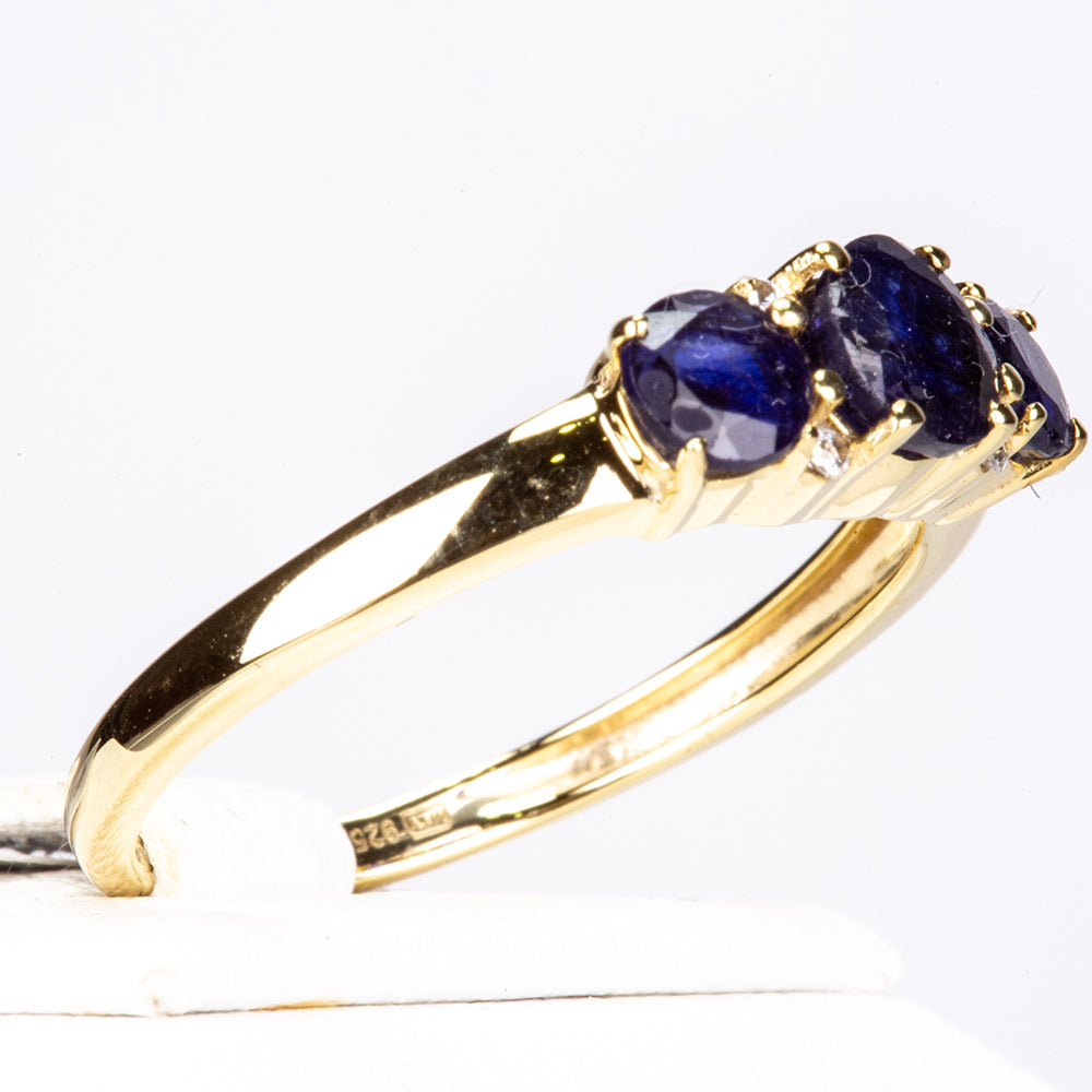Arannyal Bevont Ezüst Gyűrű Ausztrál Kék Zafírral