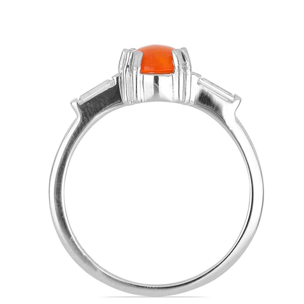 Ezüst Gyűrű Lega Dembi Narancs Opállal és Fehér Cirkónnal