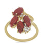 Arannyal Bevont Ezüst Gyűrű Vörös Szivacs Korallal és Fehér Topázzal