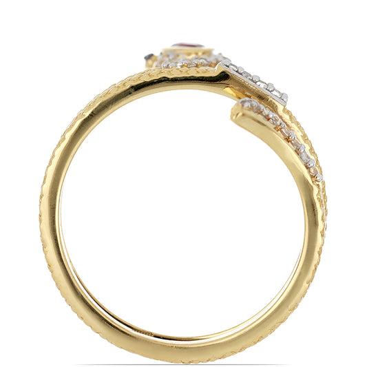 Arannyal Bevont Ezüst Gyűrű Madagaszkári Rubinnal és Fekete Spinellel