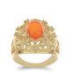 Arannyal Bevont Ezüst Gyűrű Lega Dembi Narancs Opállal és Changbai Peridottal