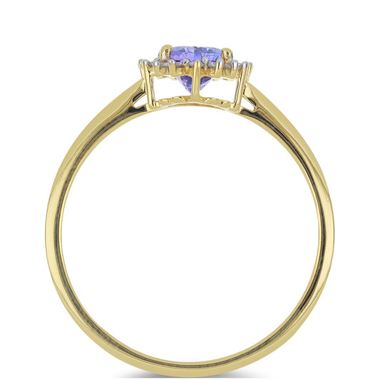 Arany Gyűrű "AAA" Osztályú Tanzanittal és Fehér Gyémánttal