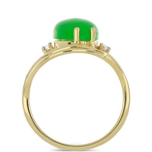 Arannyal Bevont Ezüst Gyűrű Zöld Jadeittel és Fehér Topázzal