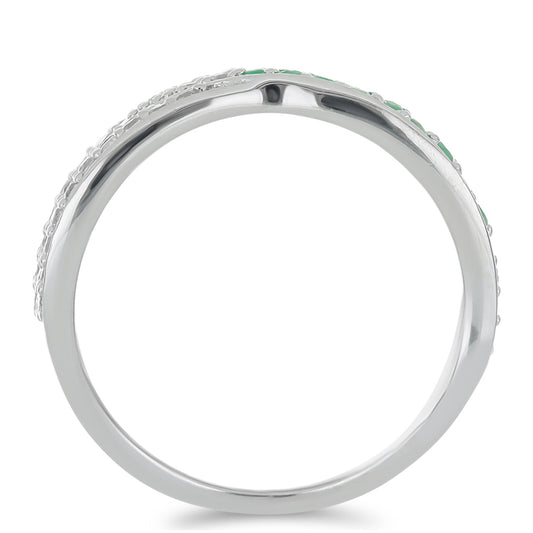 Ezüst Gyűrű Brazil Smaragddal és Fehér Topázzal