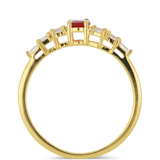 Arany Gyűrű Rosebery Vörös Zafírral és Fehér Cirkónnal