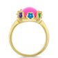 Arannyal Bevont Ezüst Gyűrű Tűzzománccal és Neon Pink Opállal