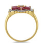 Arannyal Bevont Ezüst Gyűrű Madagaszkári Rubinnal és Fehér Cirkónnal