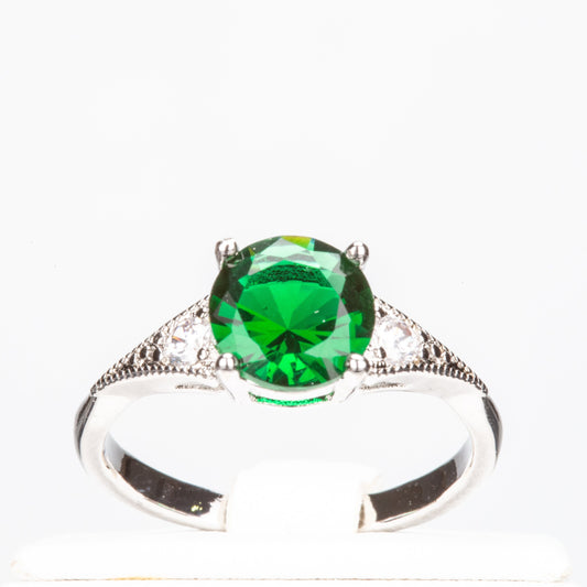 Fehérarannyal Bevont Gyűrű Zöld Emporia® Kristállyal