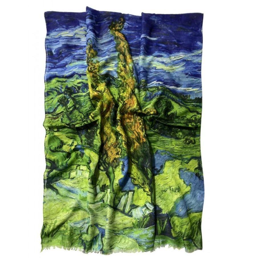 Pamut Sál-Kendő, 70 cm x 180 cm, Van Gogh - Two Poplars - Ékszer TV